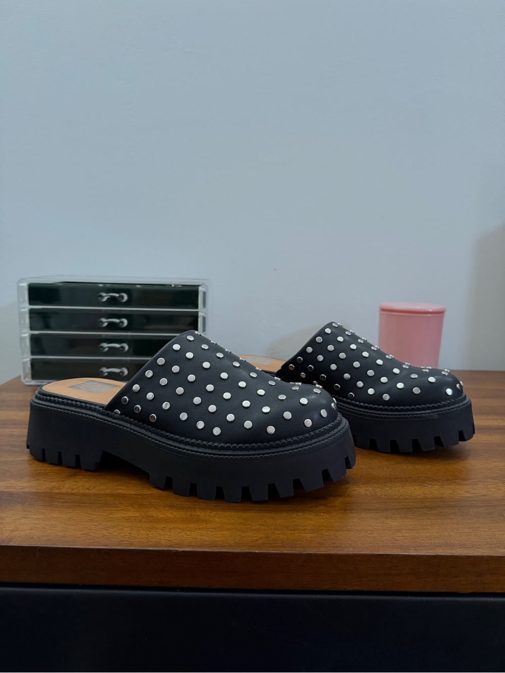 Dolce Vita black silver studded slip on clogs